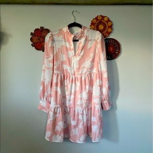 Pink floral dress with sleeves